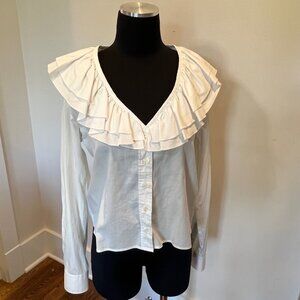 The Shirt Amalia ruffle neck white ruffle button up sz S